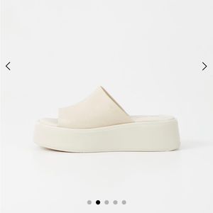 Vagabond Courtney Off White Leather Platform Sandals Slip Ons